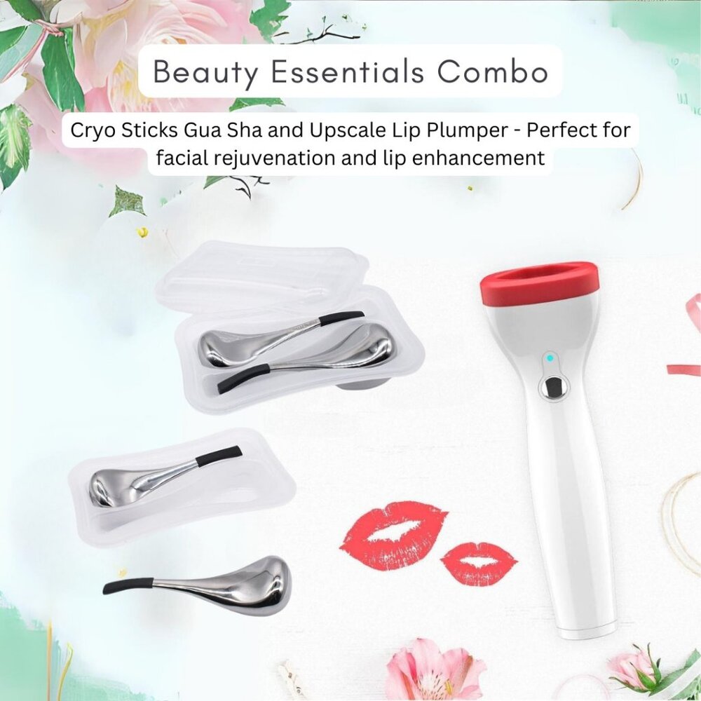 Cryo Sticks Gua Sha Facial Massage & Upscale lip plumper Pack1 Combo Pack